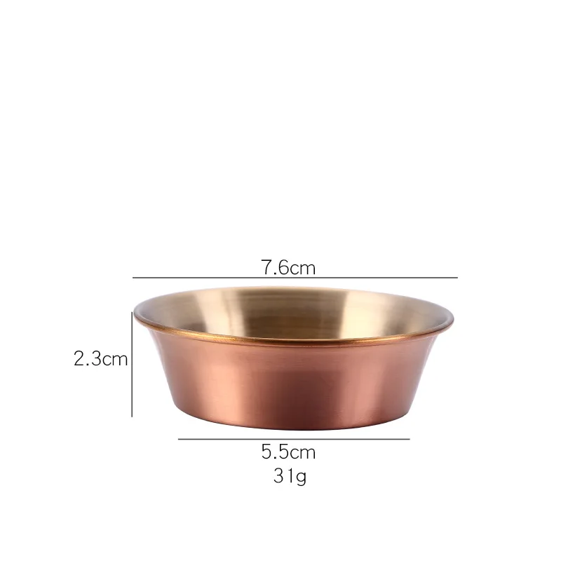 Rose Gold S size 304 тарелка для приправ из нержавеющей стали позолоченная соусная тарелка закуска для ресторана тарелка шлифовальная красочная чаша - Цвет: Rose Gold S size
