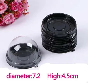 Round black pad 50 шт. прозрачный пластиковый яичный желток Puff Поле тесто хлеб луна торт посылка ящики для хранения кекс Cookie хлебобулочные pack коробка - Цвет: Round black pad