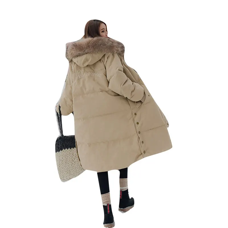 2019 New Women Winter Cotton Coat Long Loose Plus Size Jacket Fur Hooded Korean Style Outer Vintage Warm Outwear Cacaso AC231 | Женская
