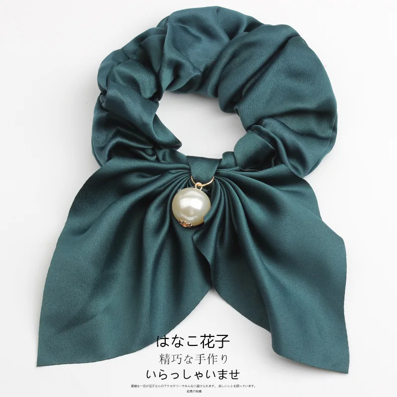 7 blackish green Женские жемчужные резинки для волос, корейские Твердые заячьи ушки, резиновые ленты эластичные резинки для волос, конский хвост, аксессуары для волос для девочек - Цвет: 7 blackish green