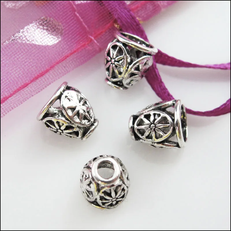 40Pcs Tibetan Silver Color Flower Cone End Bead Caps Craft DIY 8x9mm | Украшения и аксессуары