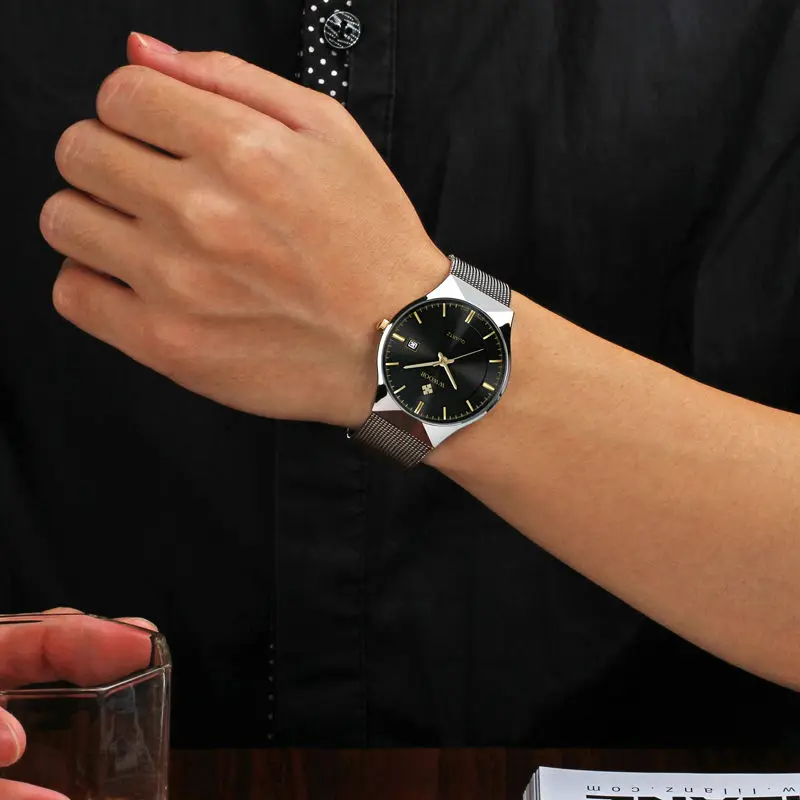 Топ люксовый бренд WWOOR мужские часы браслет из нержавеющей стали Кварцевые