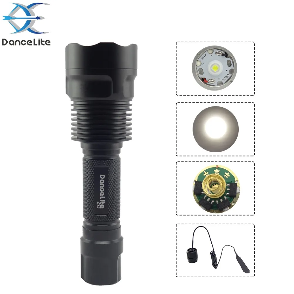 Высокая мощность ~ DanceLite C12 XP L V5 Whit Light 1 MODE SMO светодиодный фонарик фонарь (пульт