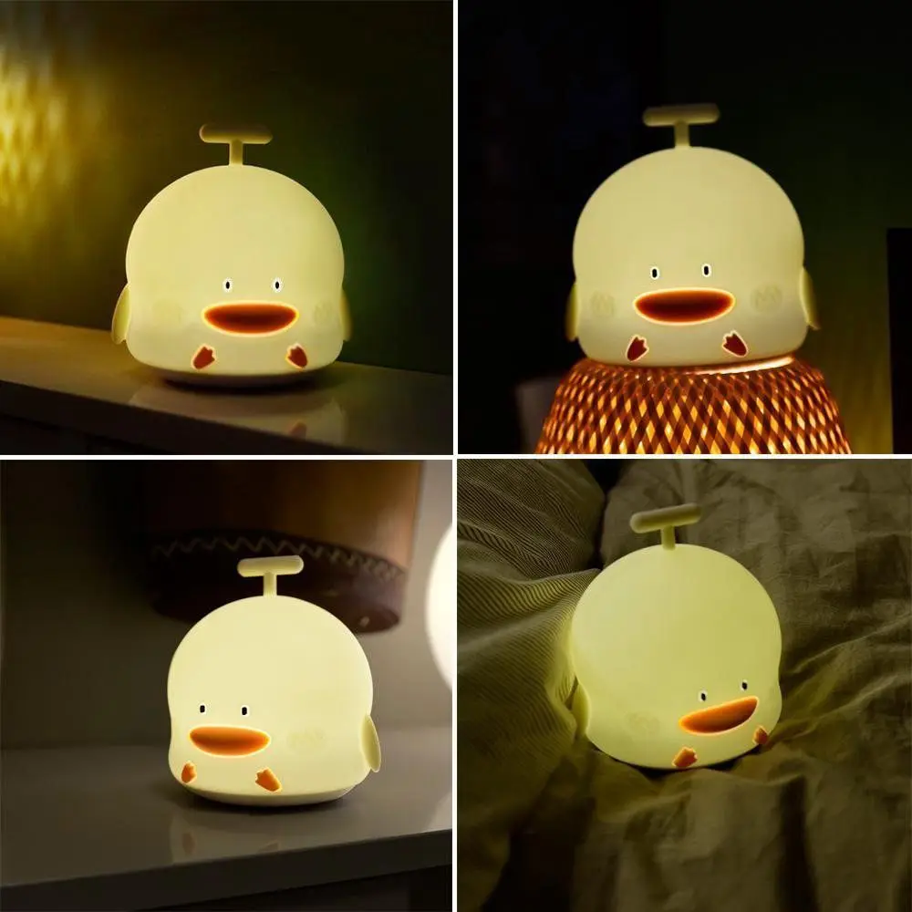 Led Silicone Duck Night Light Cute Melody USB Rechargeable Pat Control 7 Colors Lamp Colorful LED Baby Bedside Table | Лампы и