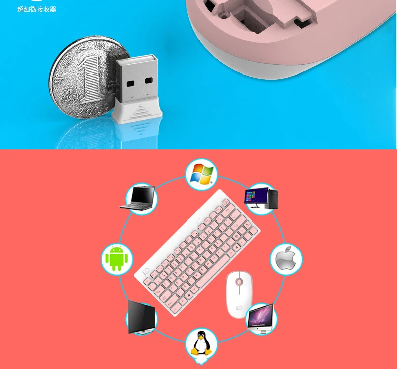 Портативная беспроводная клавиатура для ноутбуков Mac, ноутбуков, ТВ-приставок, 2,4G, мини-клавиатура, мышь, набор, офисные принадлежности для IOS, Android, Win 7 10