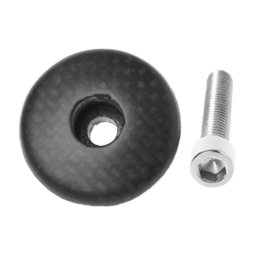 

QILEJVS Bicycle Headset Cap 28.6mm Dustproof Top MTB Stem Cover Carbon Fiber With Screw