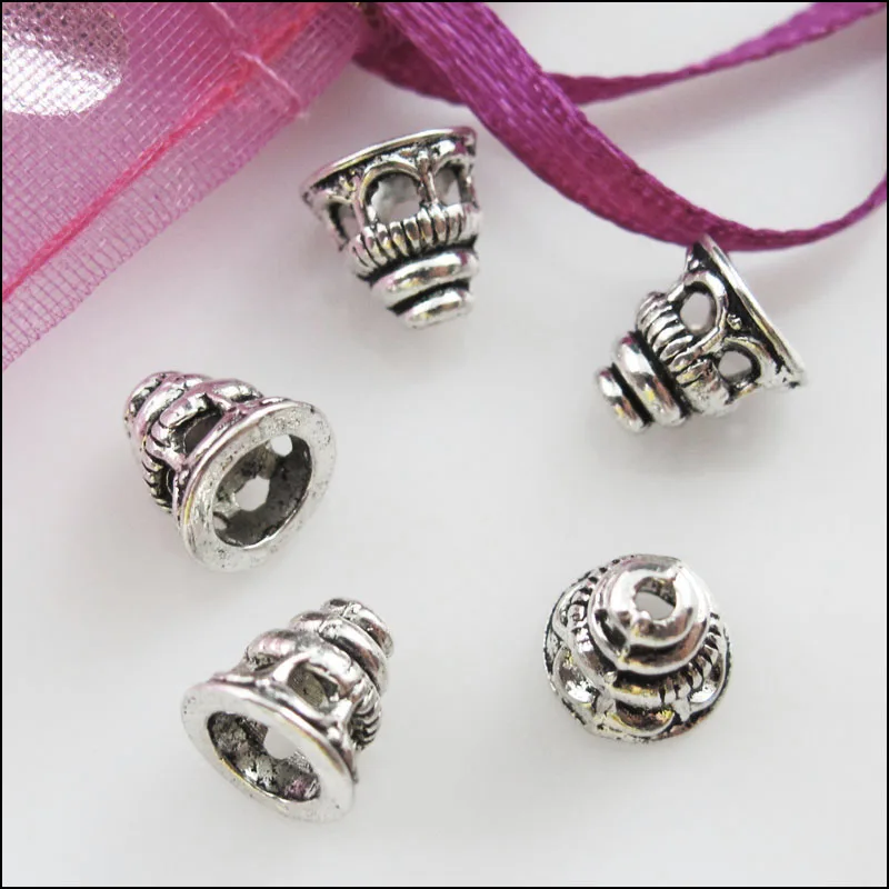 60 шт. Тибетский серебристый цвет крошечные полые конусные колпачки для рукоделия