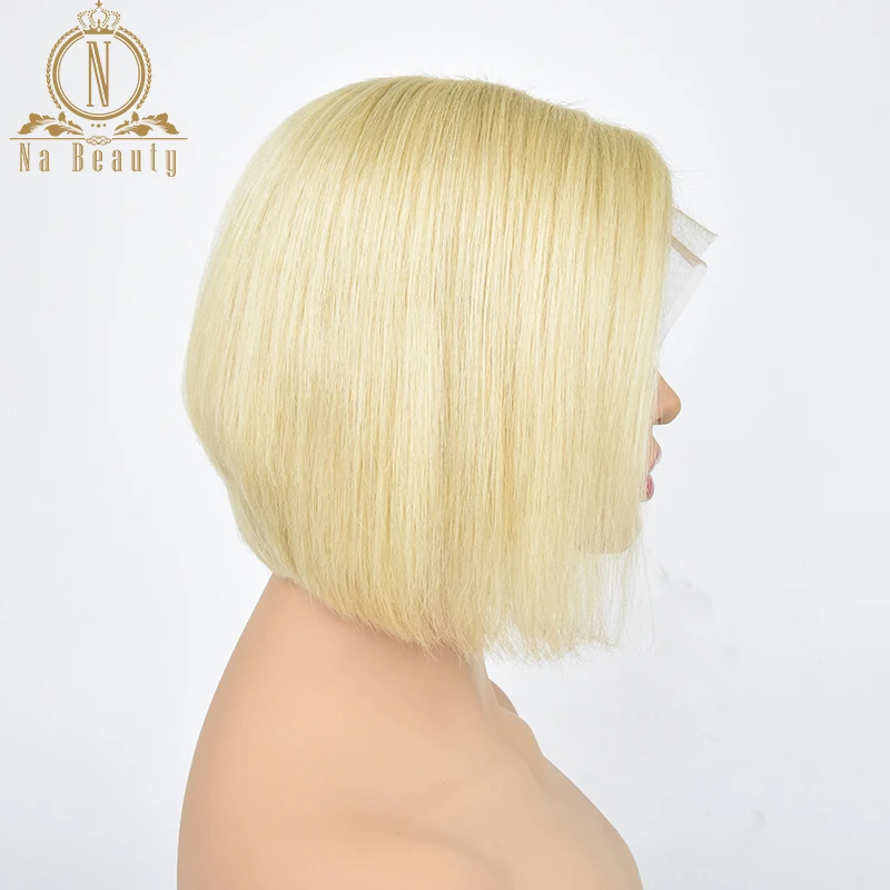 13x6 Lace Front Human Hair Short Bob Wigs Pixie Cut Ombre Color 1B 27 613 Blonde Black Straight For Women Brazilian Remy Hair
