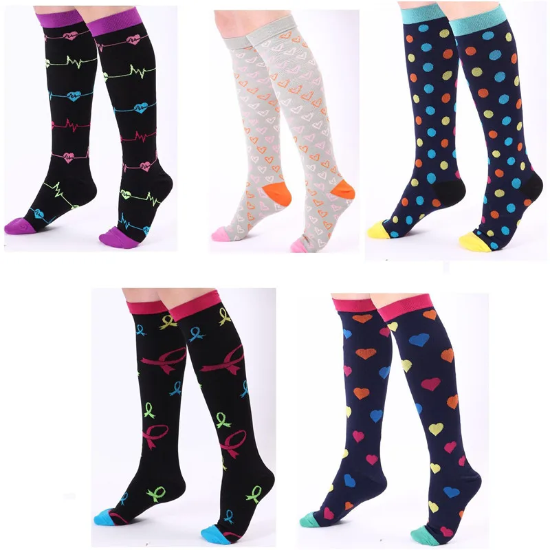 Electrocardiogram Dot Fitness Design Women Support Compression Socks Loving Breathable Quick Dry | Женская одежда