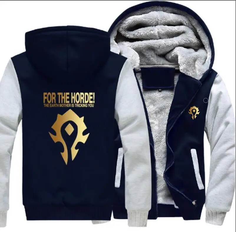 JOSALEM Horde Winter Warm Jacket Men 2018 World Of Warcraft Fleece Mens Hooded Sweatshirts Dota2 Man Thicken Hoody Coats | Мужская