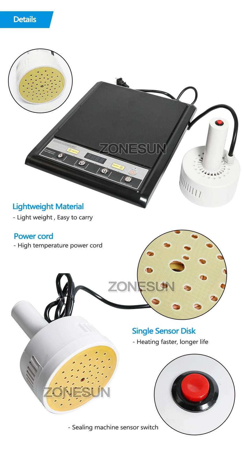 ZONESUN GLF-500F micro запайки Ручные электромагнитной индукции запечатывания алюминиевой фольгой непрерывный индукционный запаиватель