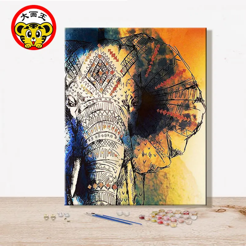 Paint by numbes художественная живопись по номерам произведение искусства животное быть свирепым с цветным рисунком Висячие в спальне черепаха слон - Цвет: 100360