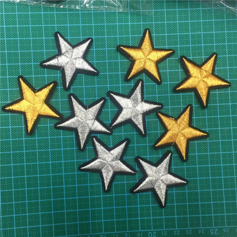 48pcs Gold and silver Star Embroidered Badges Patches For Clothing Sticker | Дом и сад