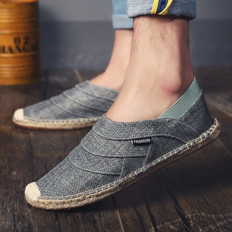 AKZ Summer loafers Men's casual shoes Canvas for men Hemp Comfortable Breathable Fisherman Shoes Male size 38-45 | Обувь