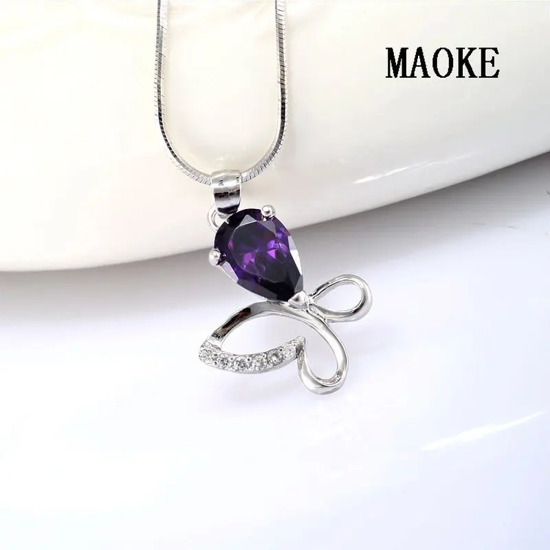 Рекламная подвеска в виде бабочки из стерлингового серебра S925 с кристаллами