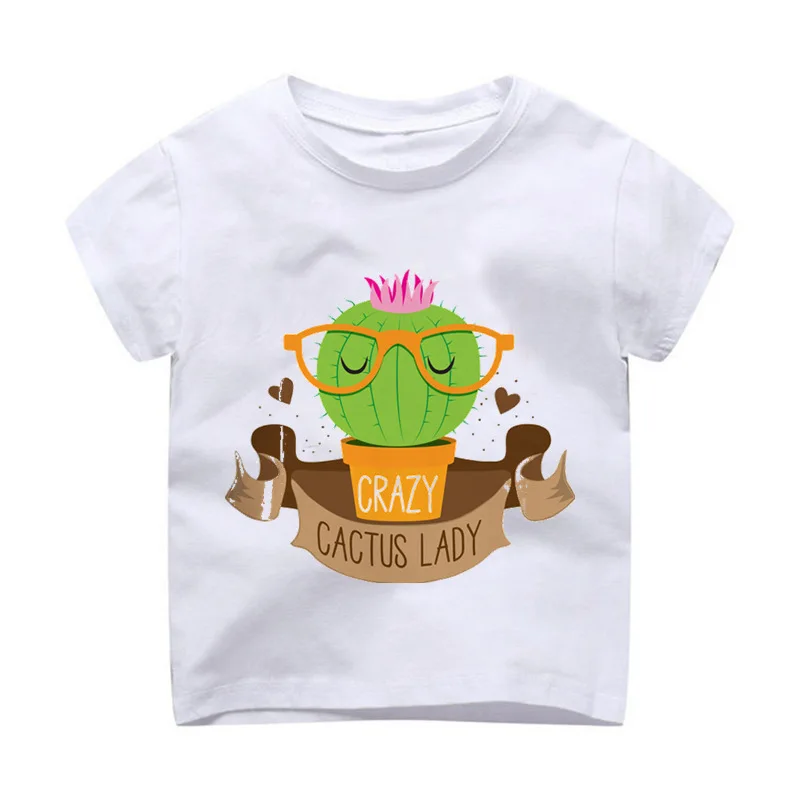 T-Shirt Children Modal Printing Kids Clothes Short Sleeves t shirt tshirt Cactus Crazy lady banner kawaii harajuku tumbl | Мать и ребенок
