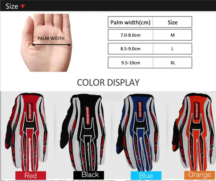 Мотоциклетные велосипедные перчатки для верховой езды полный палец мотокросса