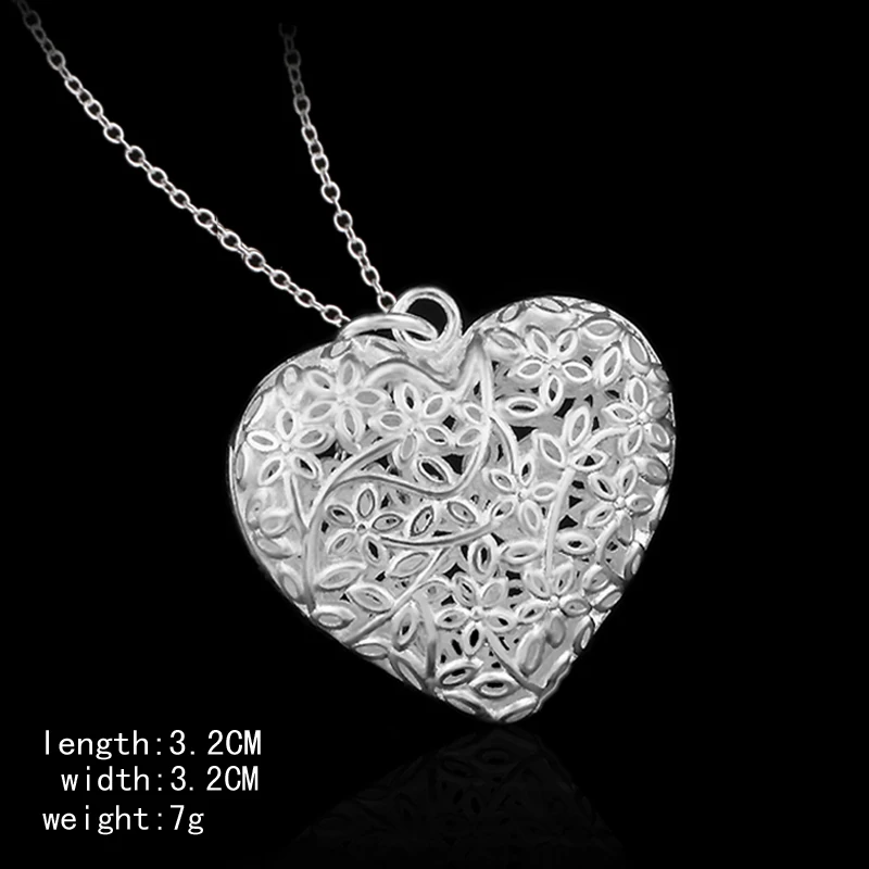 Сердечко любовь ожерелье из стерлингового серебра 925 пробы пустотелое с