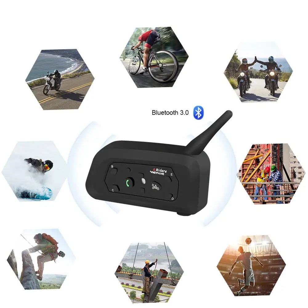 Шлем гарнитура 1200 м водонепроницаемый мотоциклетный шлем Bluetooth рация V6 полный дуплекс езда Bluetooth гарнитура