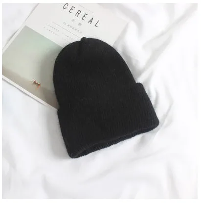 Хорошее качество, модная шапка из меха Ангорского Кролика, Skullies& Beanies, Женская Повседневная теплая шапка, зимняя Женская Вязаная Шапка-бини AD039 - Цвет: 6