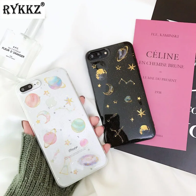 Новый блестящий чехол со звездами и Луной для iPhone 11 Pro XS max xr прозрачный мягкий