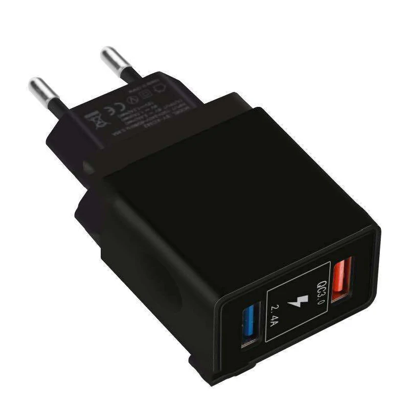 Rovtop QC 3,0 18 Вт USB Quick Charge 3,0 5 в 3 а зарядное устройство для мобильного телефона зарядное устройство для Iphone EU US Plug Sumsung - Тип штекера: two Ports black