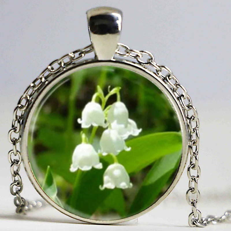 Стеклянное ожерелье с подвеской в виде цветка ландыши лилией|glass necklace|lily necklaceflower