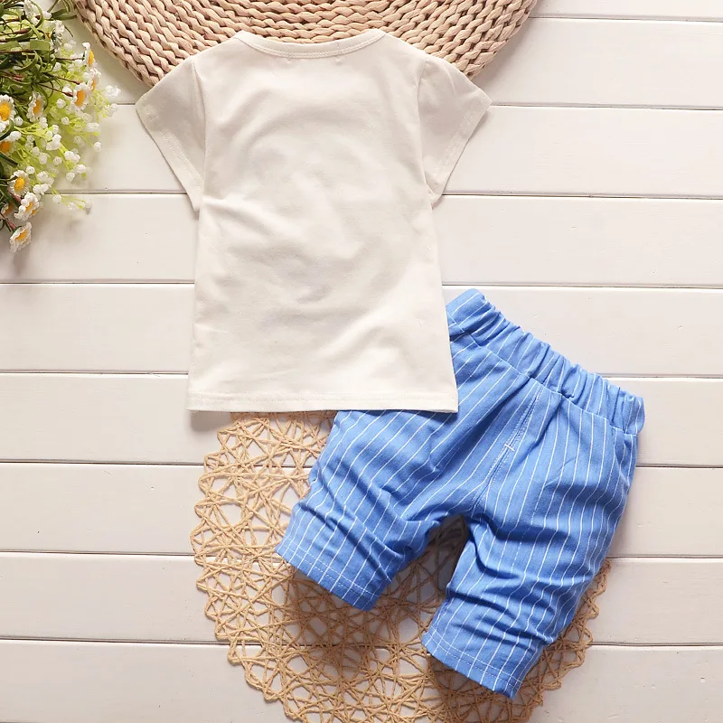 BibiCola 2018 summer baby boys clothes set toddler boy cartoon horse tops+stripe short pant 2pcs clothing children tracksuit |