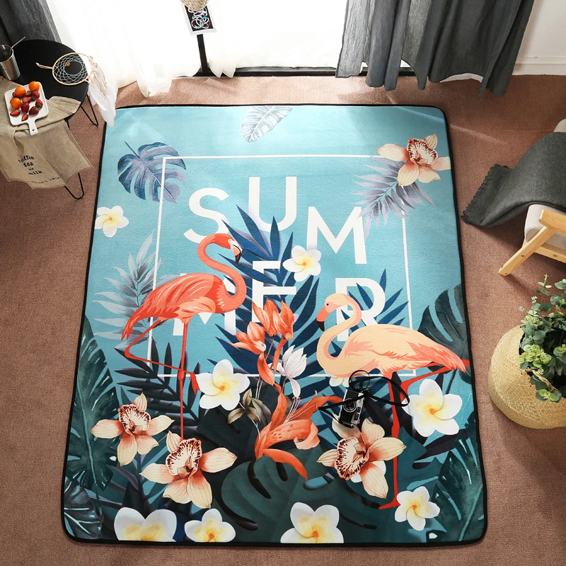Многоцветные бархат мягкий ковер мультфильм серии Фламинго Кафе Гостиная
