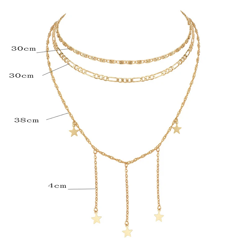 3 шт./компл. классический Звездный цепь кулон кисточкой золото ожерелье для