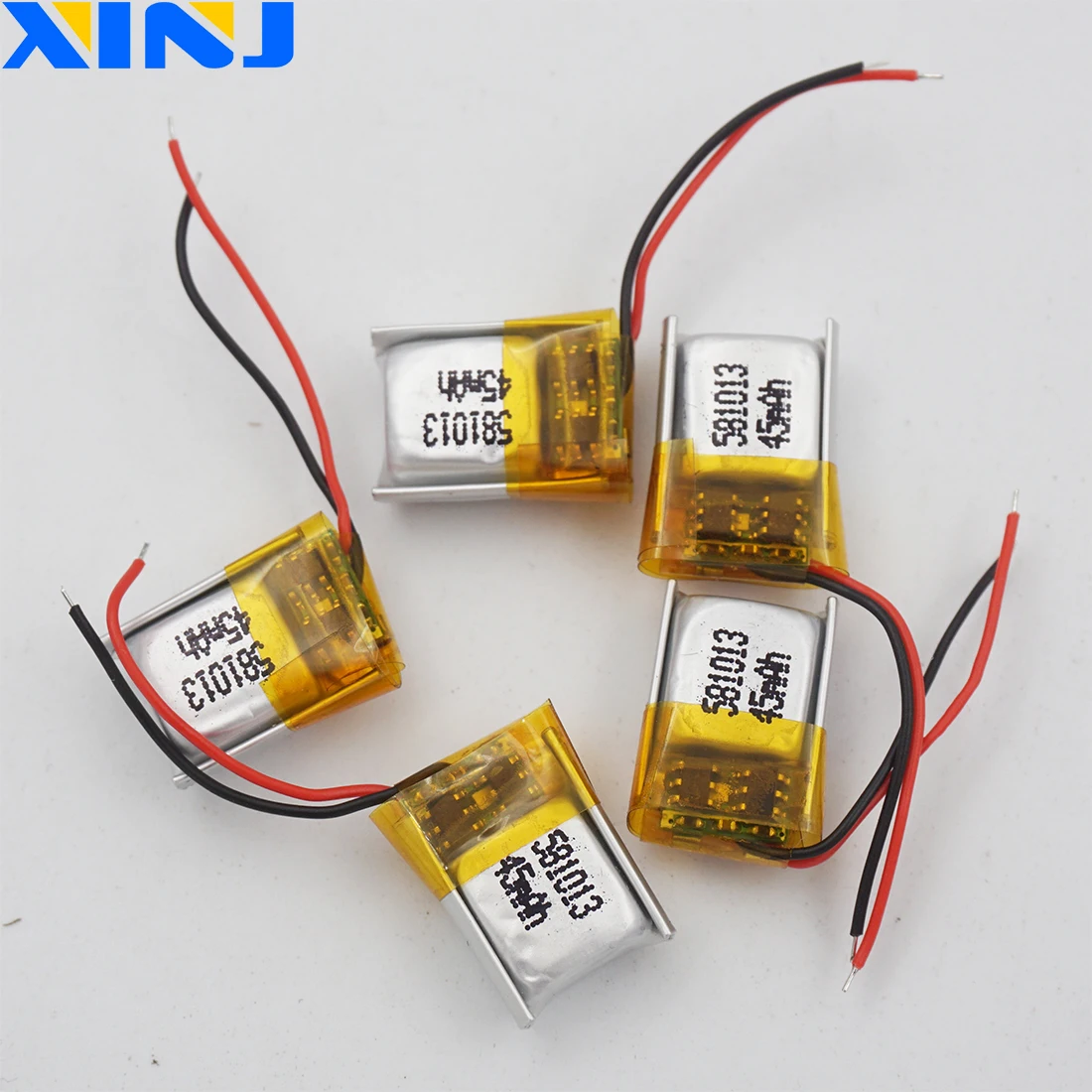 

XINJ 5pcs 3.7V 45 mAh Polymer Li Battery 581013 For DIY Toys 3D Glasses Mp3 Record Pen Bluetooth Earphone Speaker Smart Watch