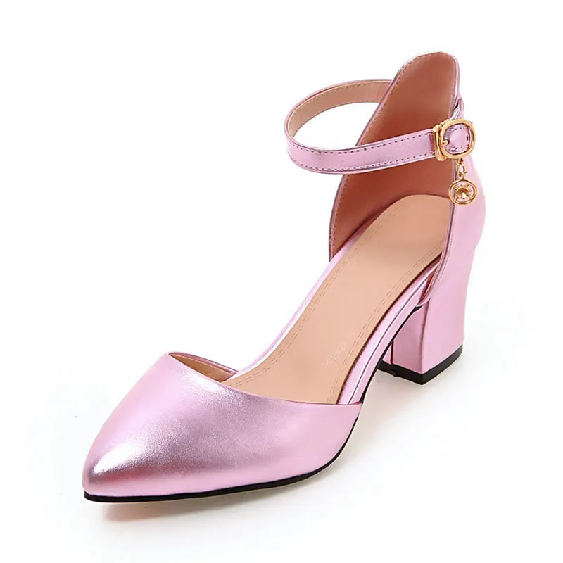 pink Fanyuan/Женская весенняя обувь; шикарные женские туфли из двух частей на высоком каблуке-столбике; свадебные модельные туфли для девочек; туфли-лодочки золотого и серебряного цвета - Цвет: pink