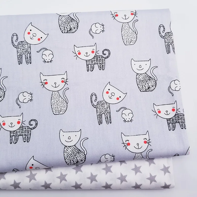 Детская саржевая хлопковая ткань с милыми кошками Лоскутная Ткань стеганый жир