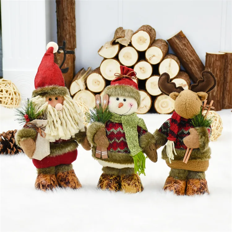 santa snowman elk Детский Рождественский подарок на день рождения, 3 шт./лот, Санта-Клаус+ Снеговик+ лось, Рождественские куклы, Рождественское украшение для дома, игрушки - Цвет: santa snowman elk