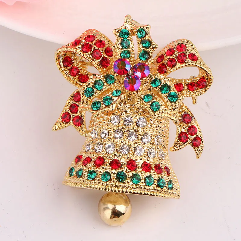 Style 5-Gold Модная Милая брошь, рождественский стиль, колокольчик, цветочные броши для женщин, сплав, стразы, Классическая Брошь, винтажная Подарочная брошка, булавка - Окраска металла: Style 5-Gold