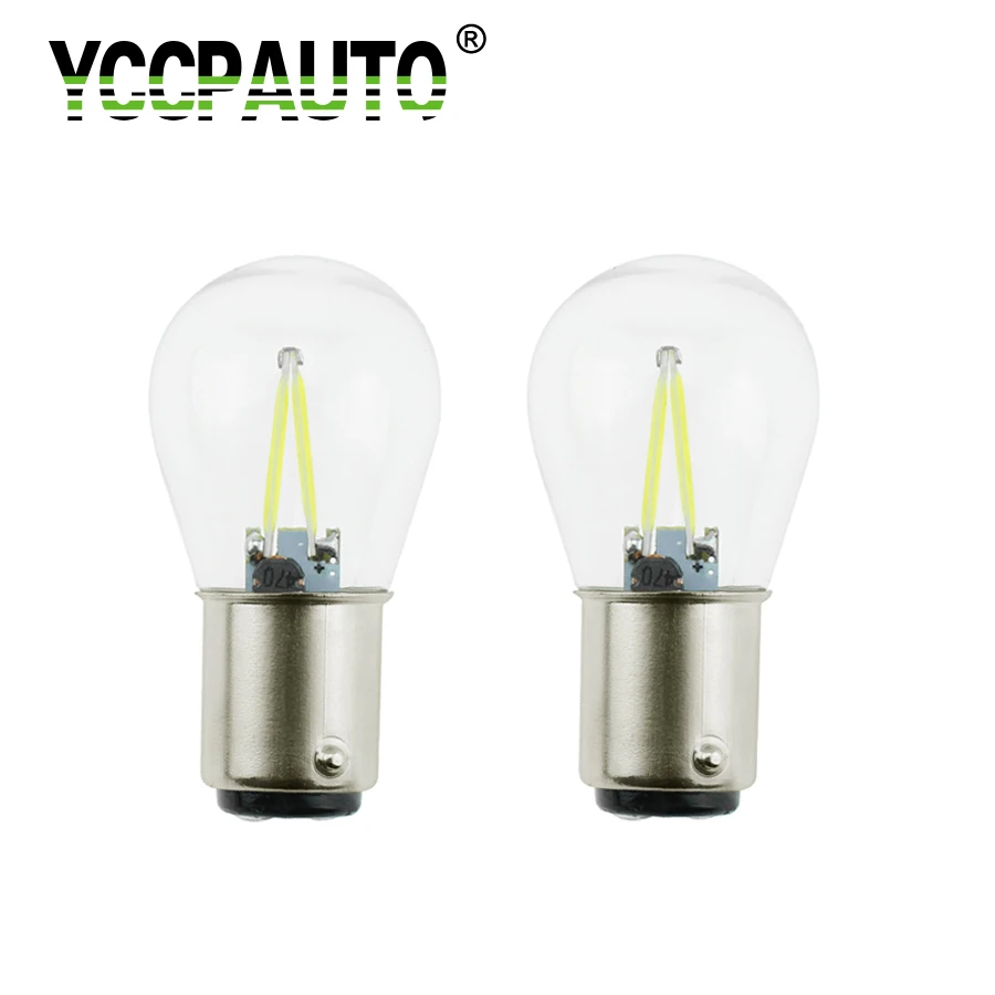 YCCPAUTO 2 шт. 1157 led Bay15d p21/5 Вт светодиодные лампы Barke филаментные чипы стекло автомобильные задние стоп-ЛАМПЫ парковочные огни 2 Вт DC12V