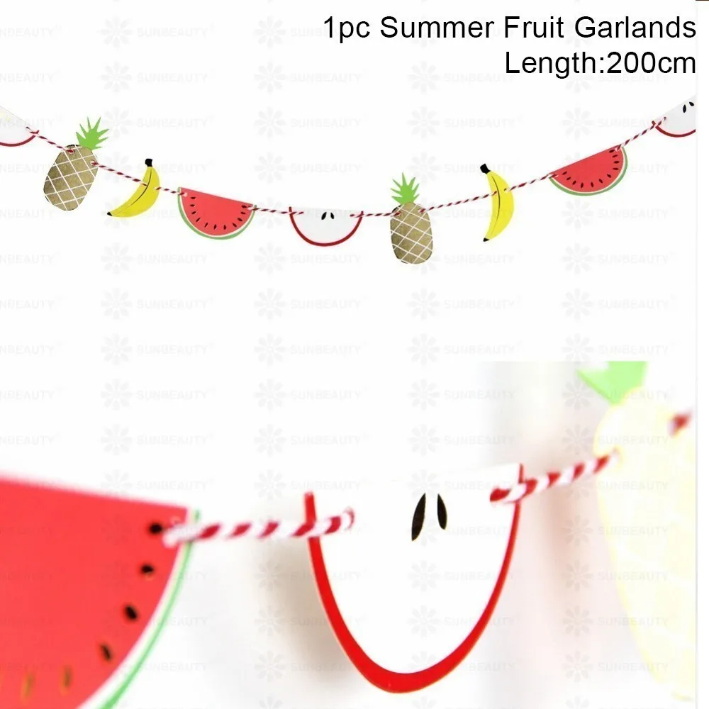 summer garlands 2 Гавайские украшения тропические вечерние 3 шт. Висячие бумажные вентиляторы Фламинго Тукан Пальмовые Листья узор лето день рождения Luau вечерние украшения - Цвет: summer garlands 2