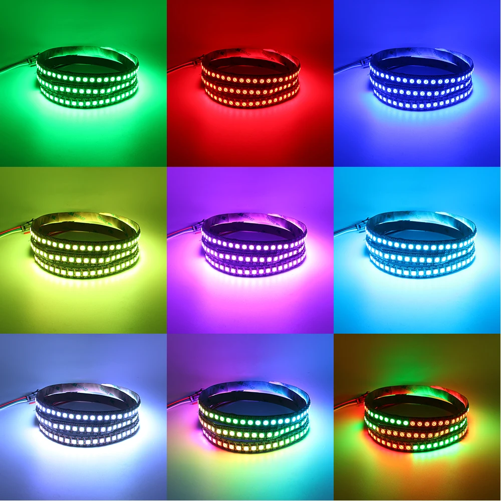 1 м черный PCB 144 светодио дный/M 5050 RGB Светодиодные ленты свет WS2812B ws2812 2812 WS2812 IC Digital Dream Цвет не Водонепроницаемый DC 5 В Светодиодные ленты