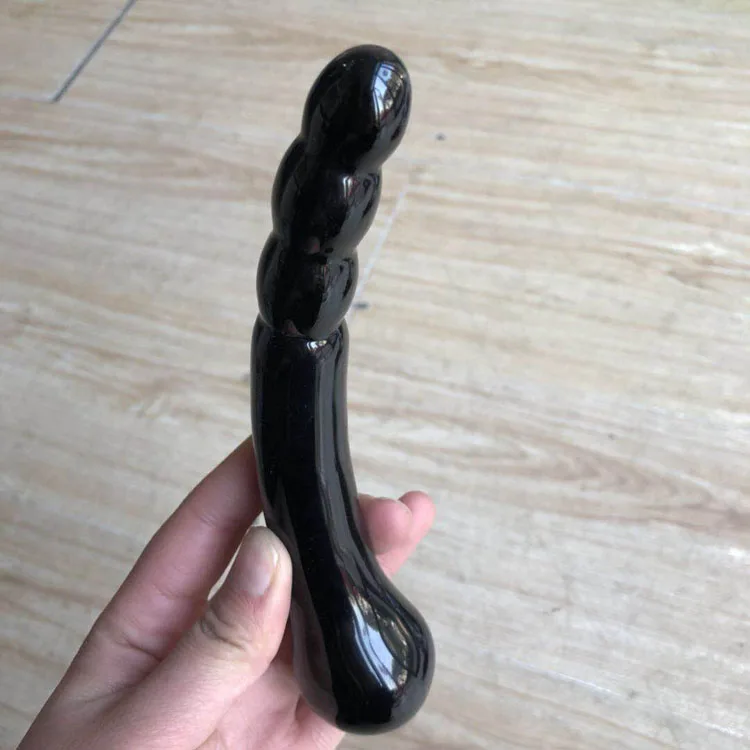 Free Shipping Unique Spirital Shape Natural Black Obsidian Stone Crystal Healing Massage Wand For Women FMX