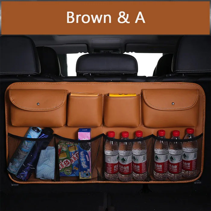 brown -A Многофункциональная 8 карманов Автомобильная задняя спинка сиденья грязевая водонепроницаемая сумка для хранения CarTrunk мульти карманная для напитков еда umbrellaTravel Органайзер - Название цвета: brown -A