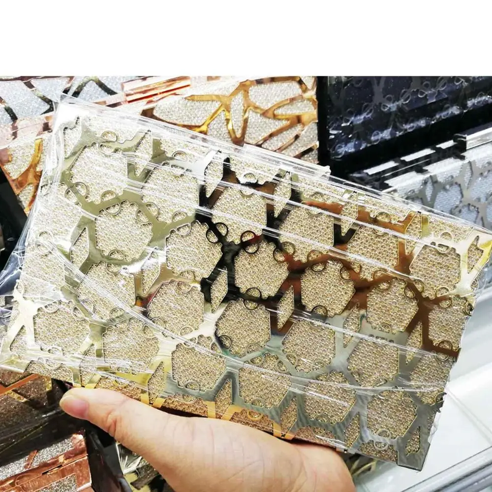 Gold Золотой металлический коробок сумки польский вечерние партии кошелек женский свадебный банкет ежедневные клатчи вечерний клатч - Цвет: Gold