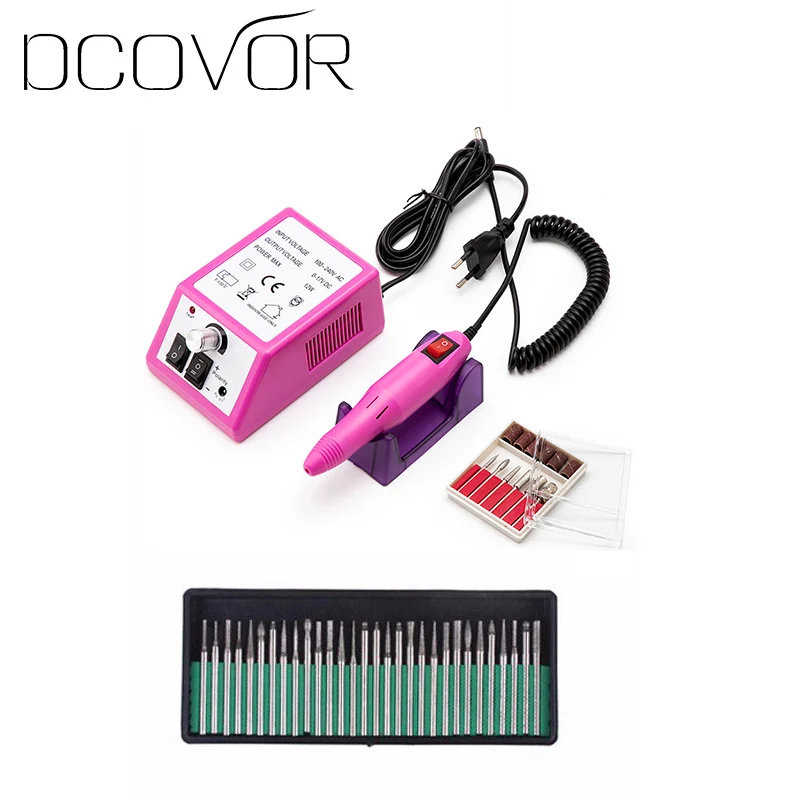 Pink Set 1 Электрический набор для маникюра, набор для маникюра, серая ручка для ногтей, набор для маникюра с вилкой европейского стандарта,, 100-240 В, набор для маникюра - Цвет: Pink Set 1