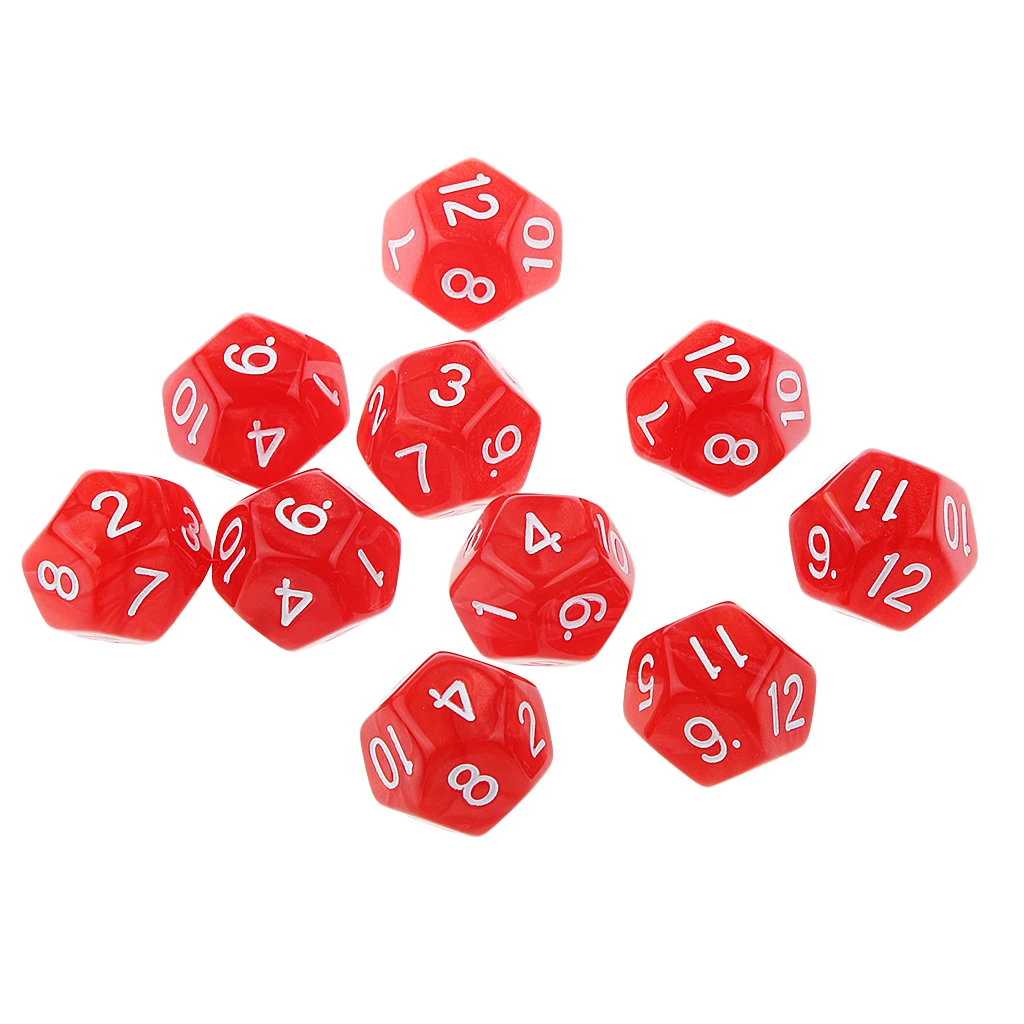 10 шт. 12 сторонние D12 игровые кубики для D & RPG Вечерние игры Кубики красная