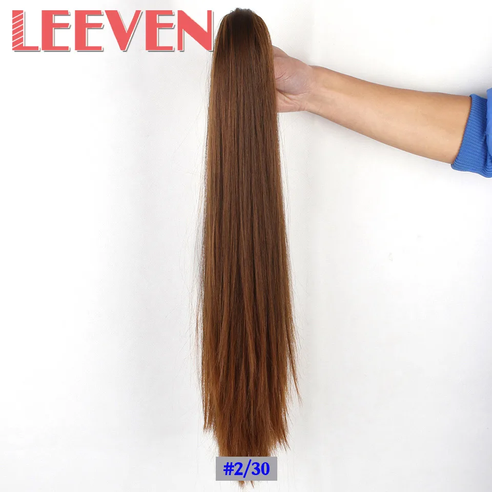 Leeven, 20 дюймов, 120 г, синтетические накладные волосы, коготь, конский хвост, прямые волосы для наращивания, высокотемпературное волокно, 6 цветов - Цвет: 4/30HL