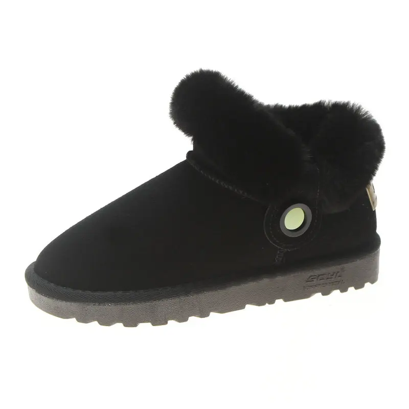 Size35-40/Новинка 2018 года женские зимние ботильоны зимняя обувь из флока с пряжкой и