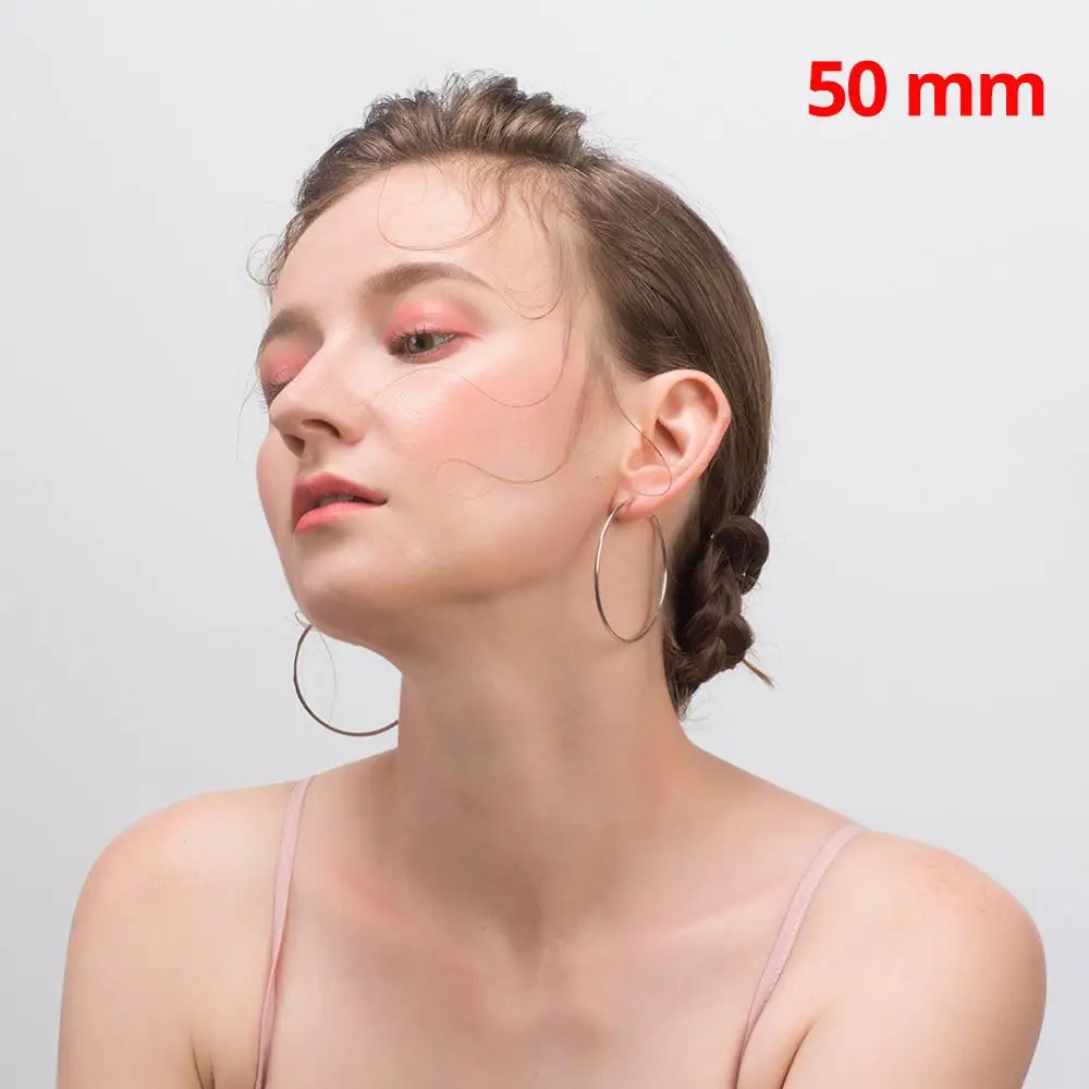 50mm ORSA JEWELS подлинные 925 пробы серебряные серьги круглые большие круглые 30 см 4 см 50 см круглые серьги женские серебряные ювелирные изделия Aretes OSE146 - Цвет камня: 50mm