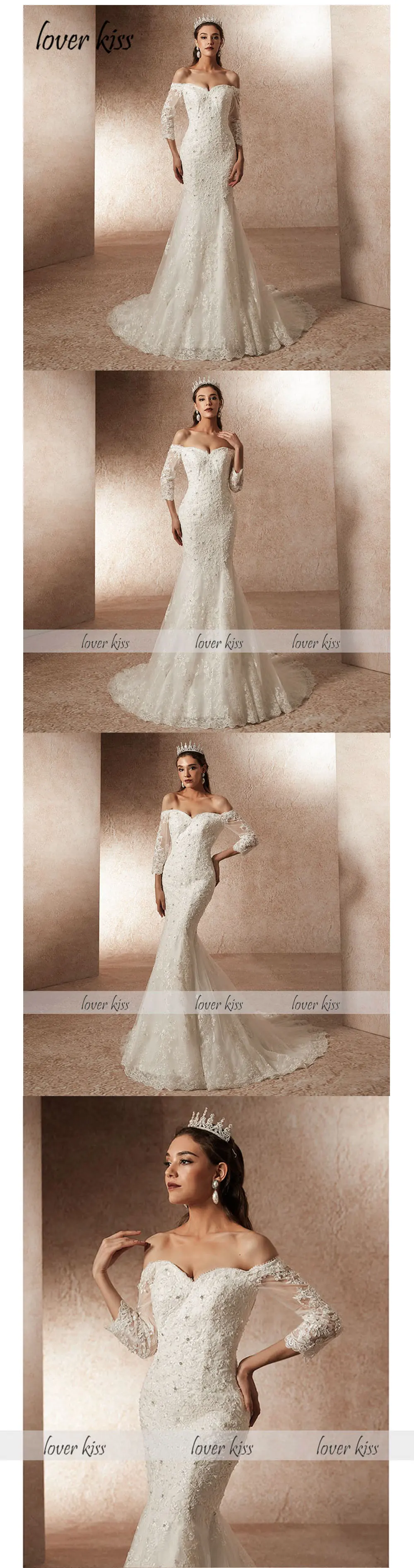 Lover Kiss Vestido De Noiva Сексуальное Милое Свадебное платье жемчужные бусины Свадебные халаты с низкой спинкой robe de mariage sirene