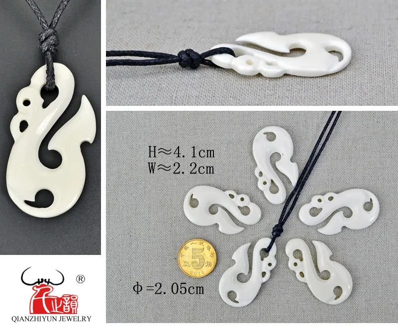 1 шт. гавайское ожерелье с подвеской в виде кости быка ручной работы регулируемое