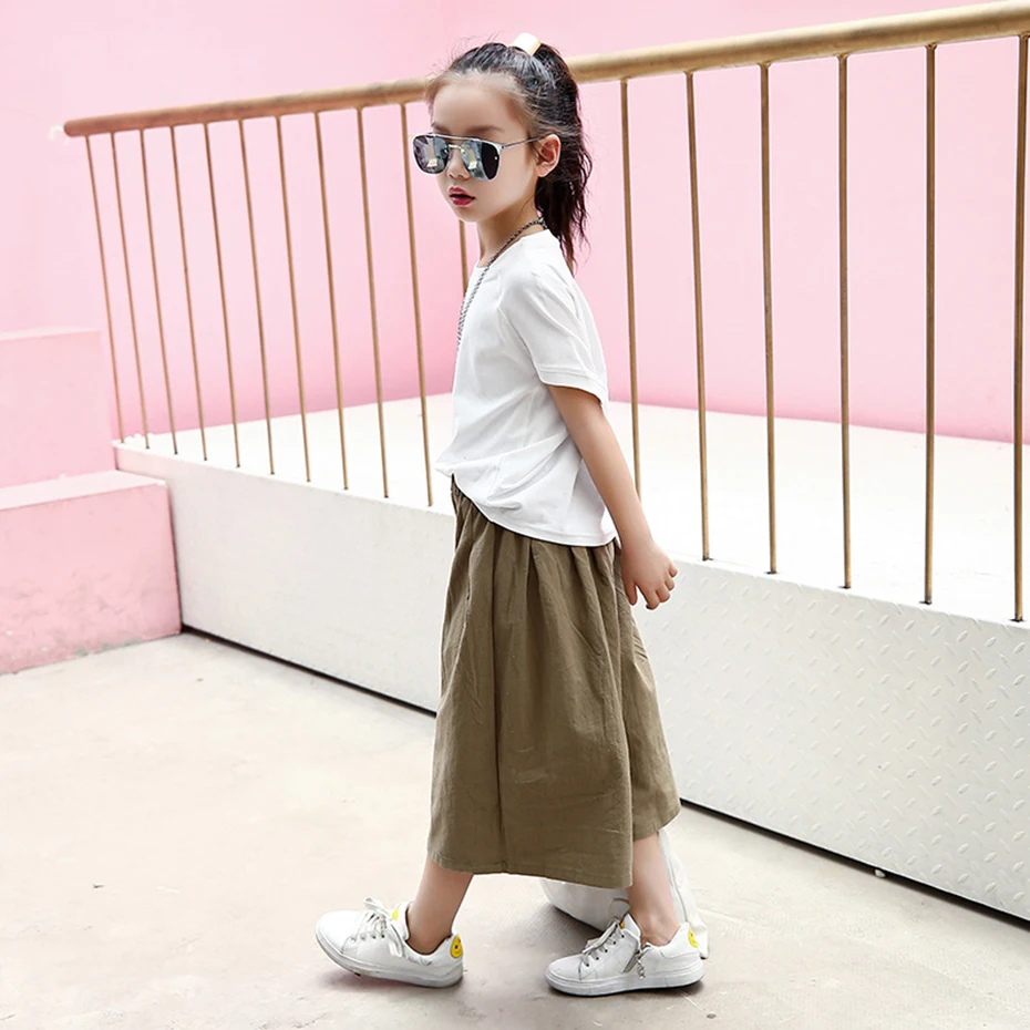 Girls Clothes 2019 Soft Cotton Shirt + Shorts 2PCS Summer Girl Set Teenage Children Clothing 6 8 10 12 13 14 Year | Детская одежда и
