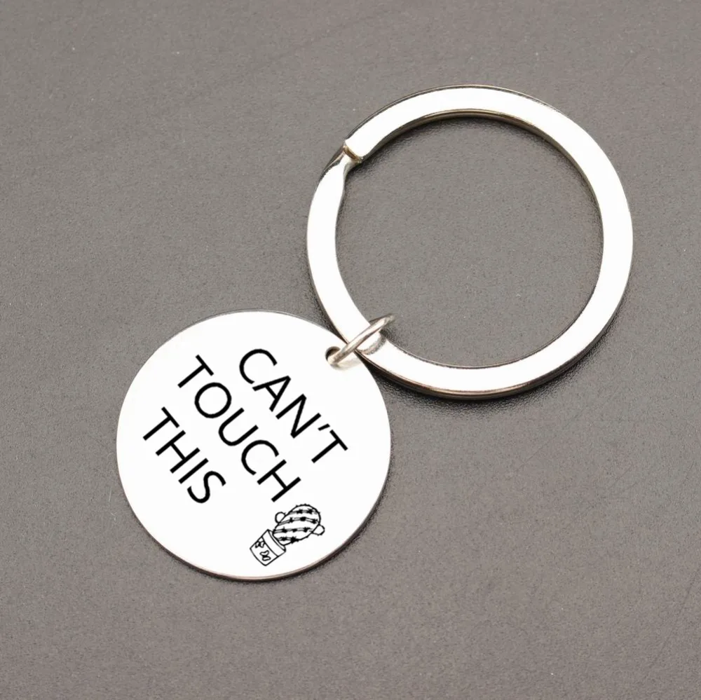 Engraved Can't Touch This cactus key chains gift for couples lover's keyring tag charm family friends car driver | Украшения и